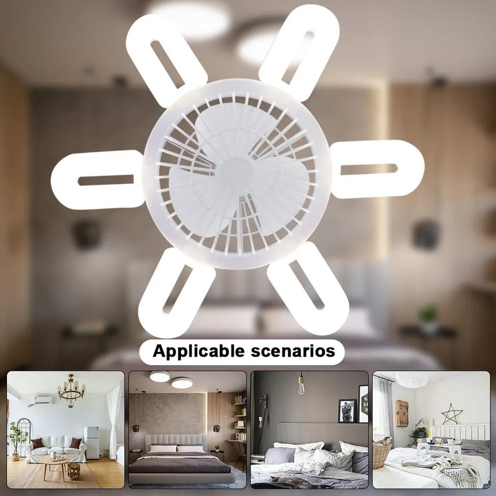 Ceiling Fan with Remote Control Lighting Lamp E27