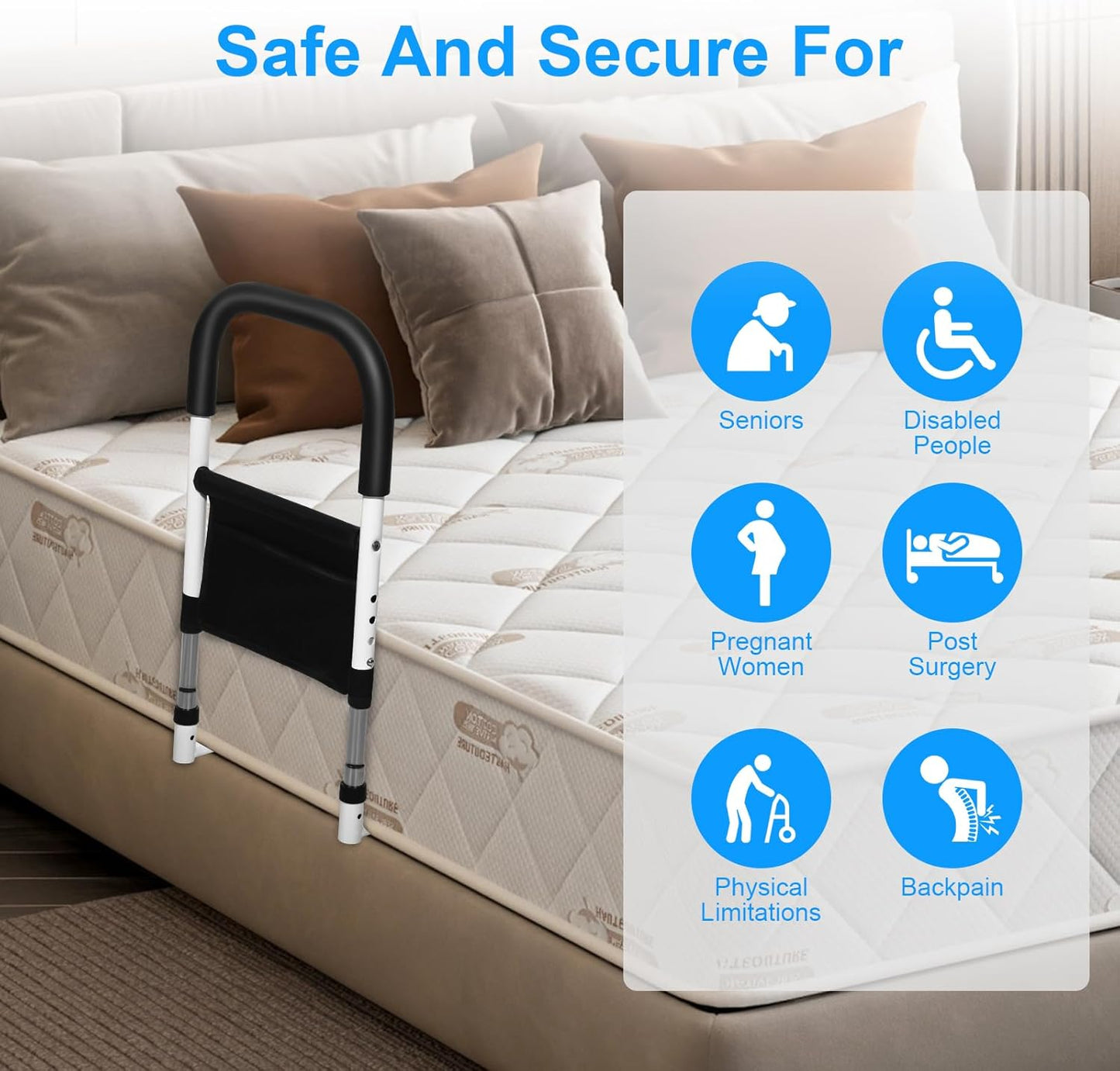 Bed Assist Rail – Safety Guard with Storage Pocket